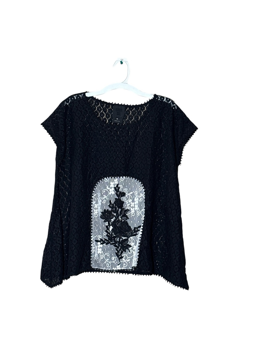 Anna Sui Black Lace Top,Size M,Made in USA
